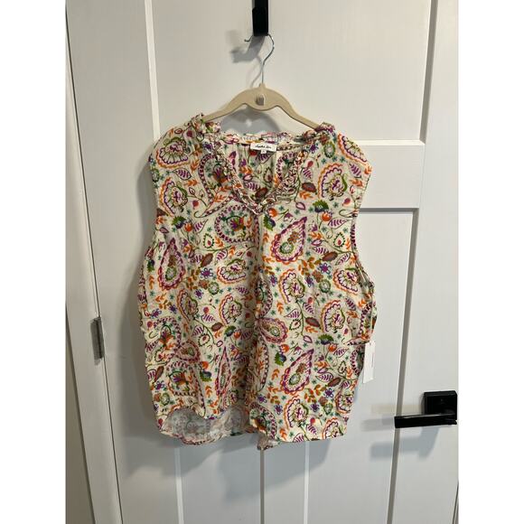 NWT Womens Sleeveless Blouse | Paisley Cotton Tank | Size L‎ Large - Picture 6 of 11